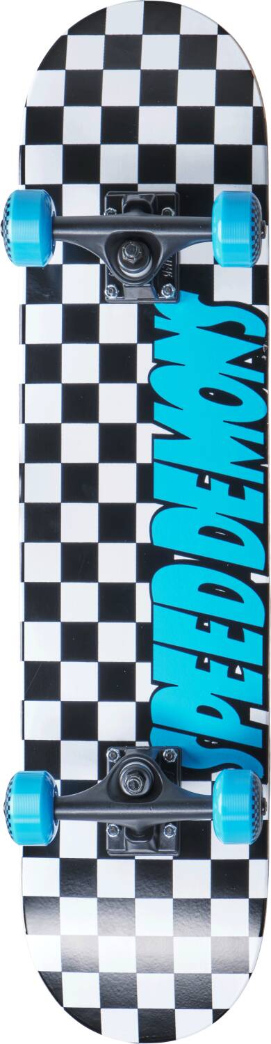 Speed Demons Checkers 7.75" Skateboard - Black/Blue