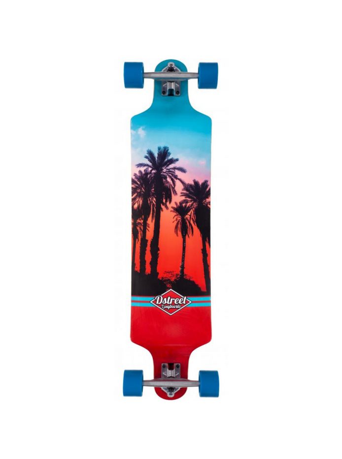 D Street Drop Down 39.5" Longboard - Hawaiian Blue/Red