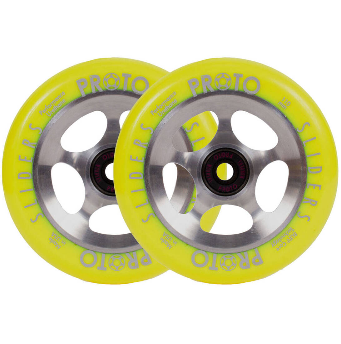 Proto Sliders Starbright Pro Scooter Wheels 2-Pack- Yellow On Raw