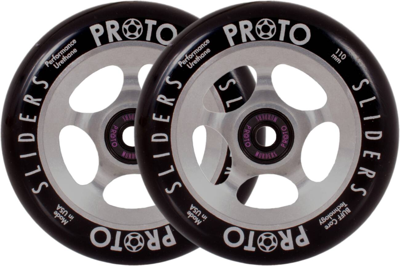 Proto Sliders Pro Scooter Wheels 2-Pack - Black on Raw