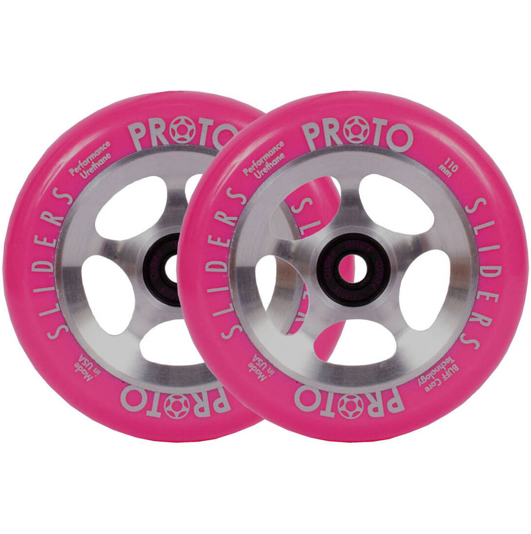 Proto Sliders Starbright Pro Scooter Wheels 2-Pack- Pink On Raw