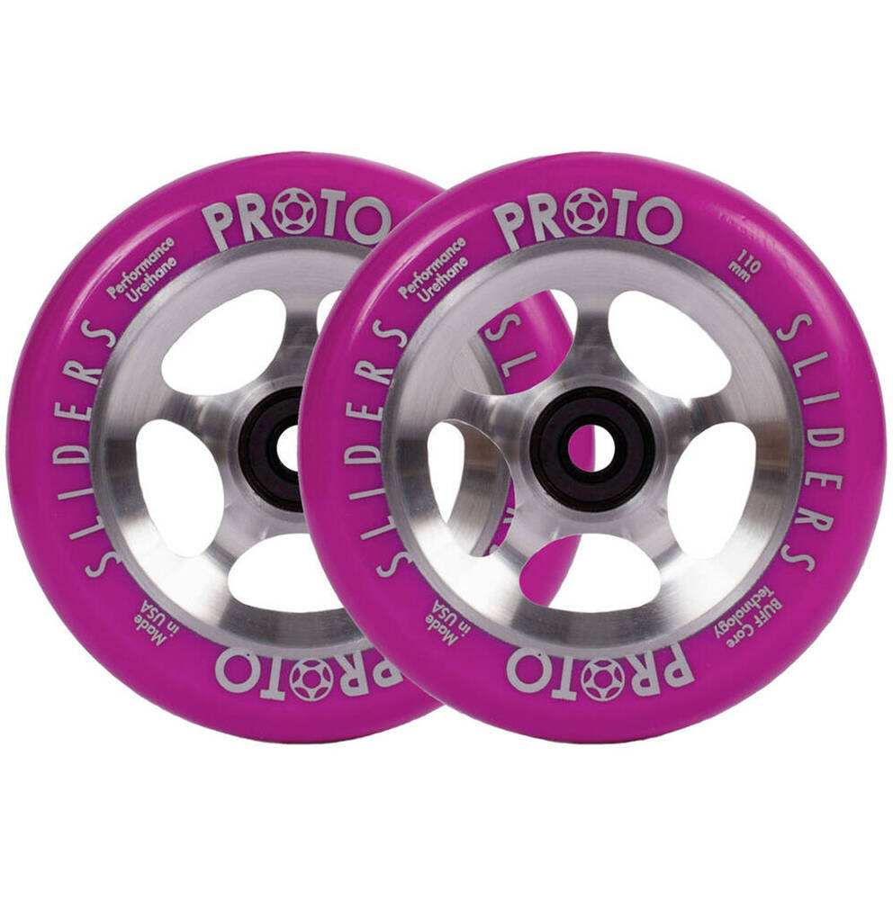Proto Sliders Starbright Pro Scooter Wheels 2-Pack- Purple On Raw
