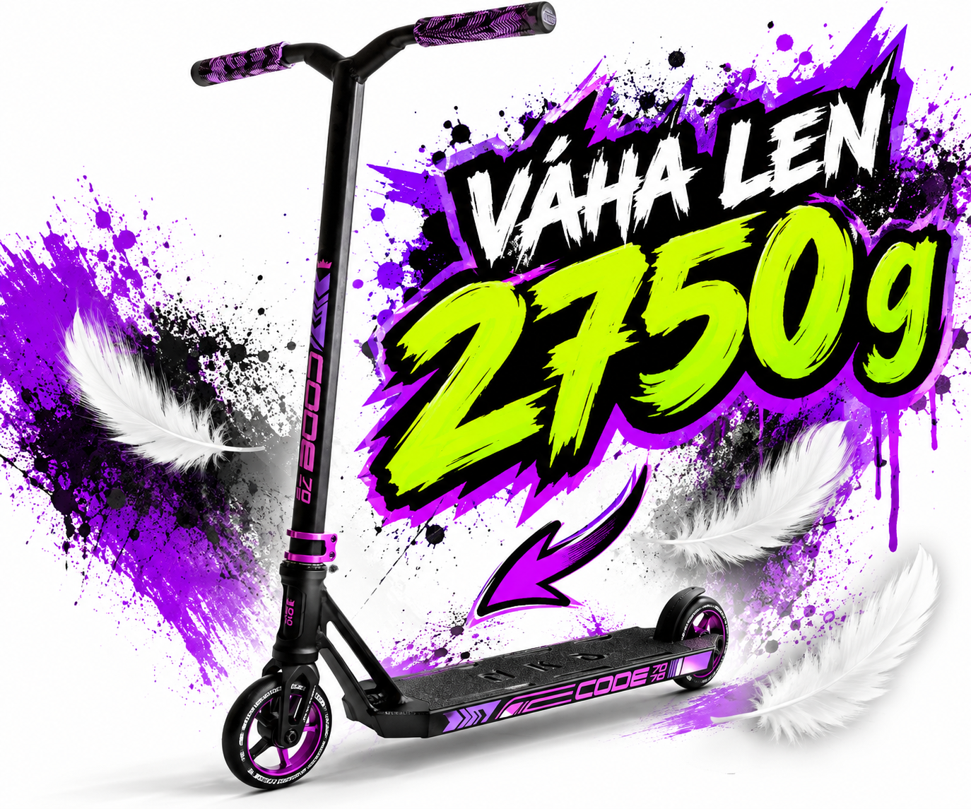 Freestyle kolobežka NKD Code 7075 Stunt Scooter - Blackpurple
