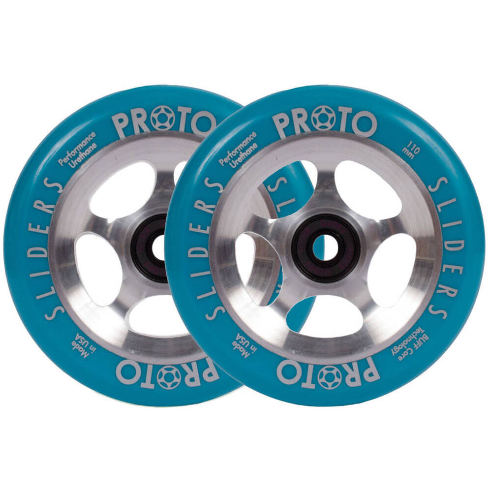 Proto Sliders Starbright Pro Scooter Wheels 2-Pack- Blue On Raw
